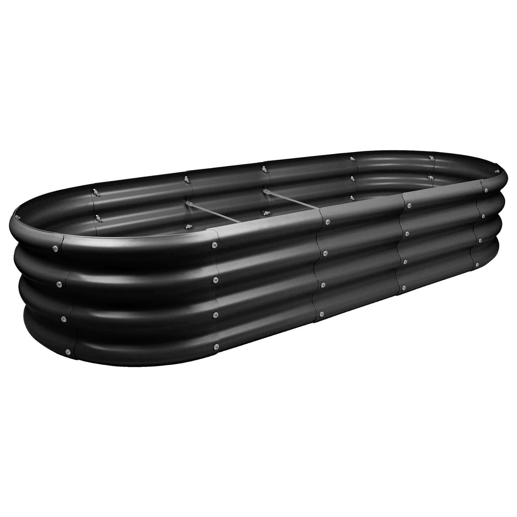 Harbour Housewares Anthracite Raised Garden Bed - 180 X 90Cm - Rounded - Bottomless Metal Raised Bed Galvanised Steel Planter Box For Growing Outdoor Plants, Vegetables, Flowers And Herbs
