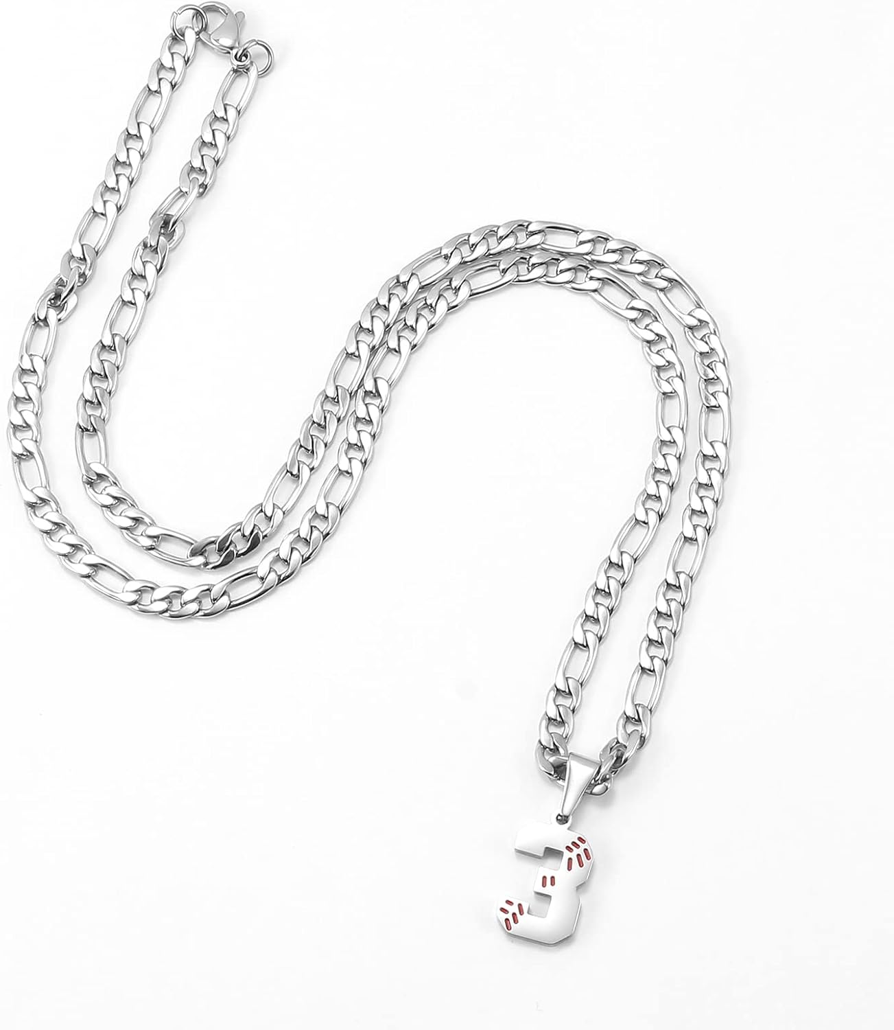 Personalized Jersey Number Necklaces for Mens,Athletes Stainless Steel Sport Number Pendant Chain for Boys Baseball/Softball Team Inspiration Jewelry with Gifts