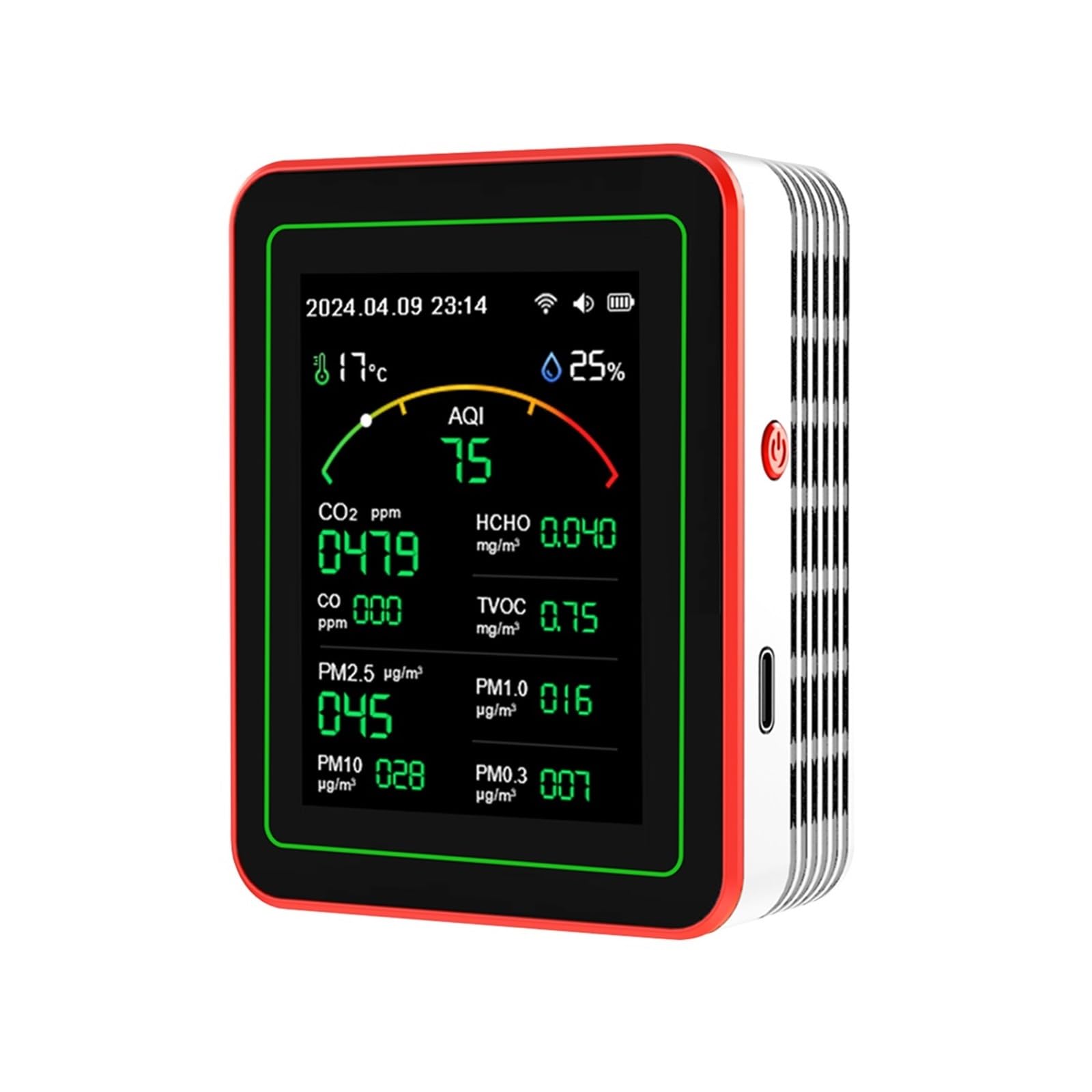 Air Quality Monitor, 15 in 1 Air Quality Detector Tester Household Tester Carbon Dioxide Monitor(Bianco)