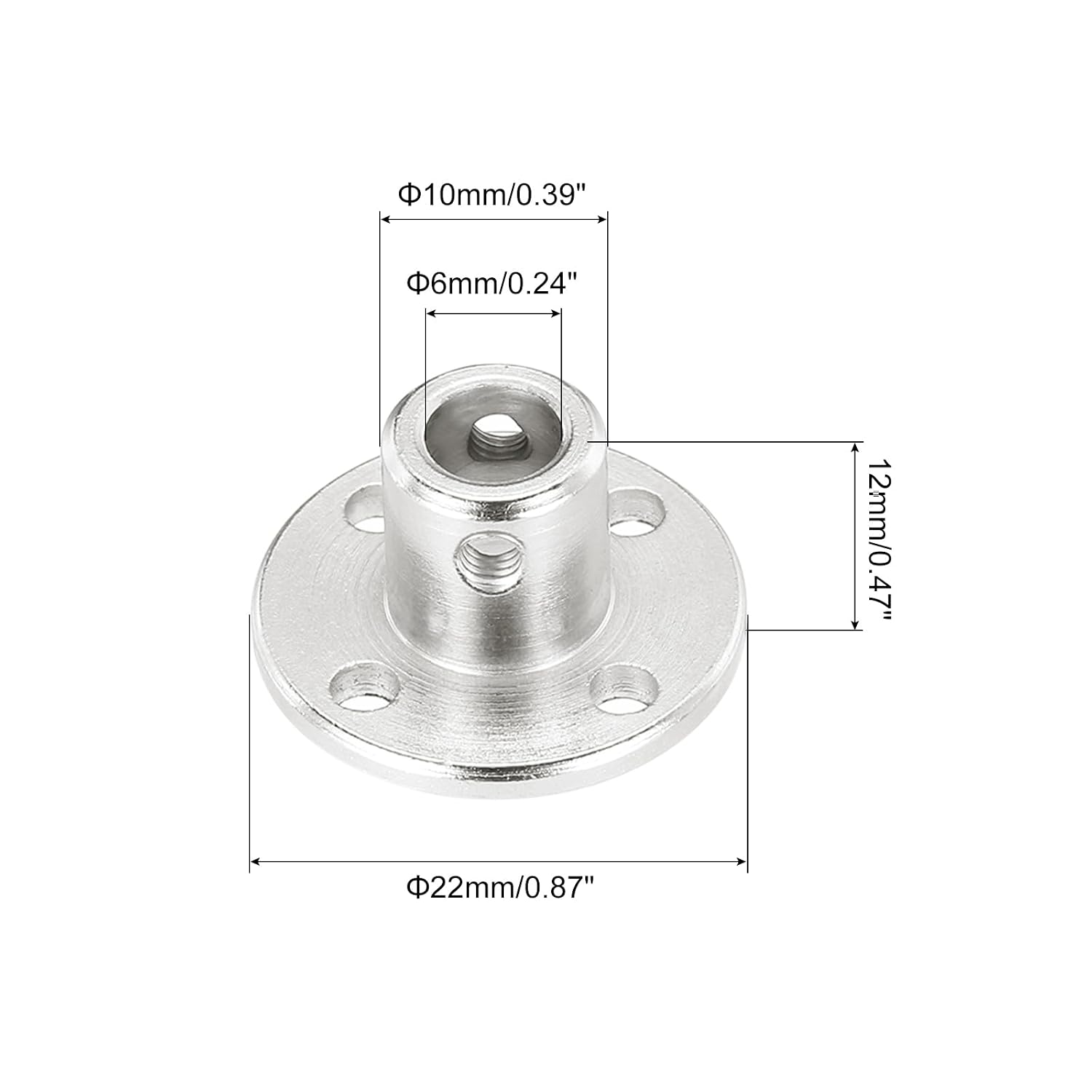 MECCANIXITY 2 Pcs 6mm Flange Coupling Connector Rigid Guide Model Coupler Accessory Shaft Axis Fittings with Fastening Screw for DIY RC Model Motors,Silver