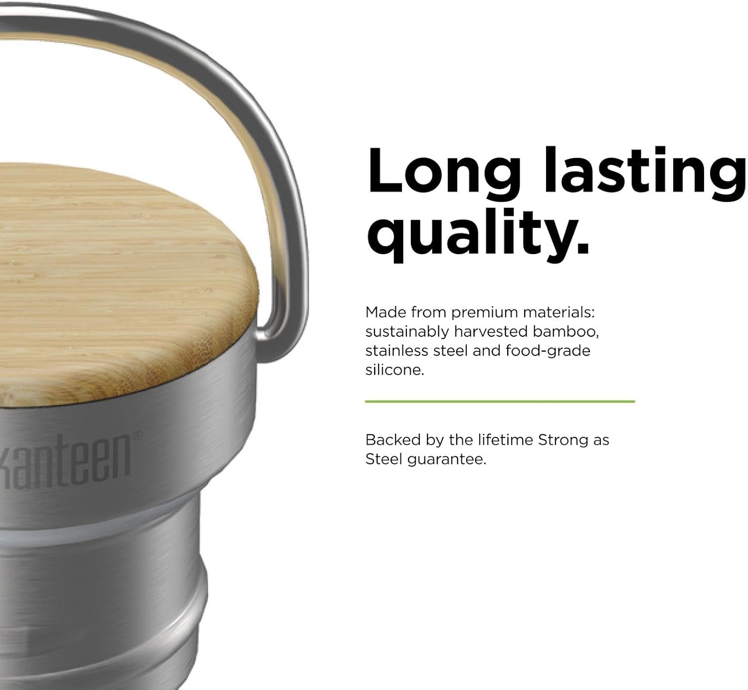 Klean Kanteen Rise Reflect Insulated Water Bottle - Reusable Water Bottle for Quick Hydration - Vacuum Insulation - Dishwasher-Safe - Bamboo Cap - Stainless Steel - 16 oz