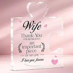 Presente para esposa do marido, presentes de casamento, presente romântico para esposa, aniversário, Natal, obrigado por ser uma peça tão importante, peça acrílica, quebra-cabeça, placa, decoração de