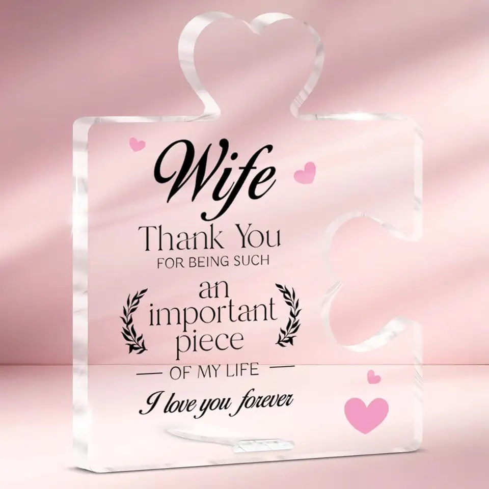Presente para esposa do marido, presentes de casamento, presente romântico para esposa, aniversário, Natal, obrigado por ser uma peça tão importante, peça acrílica, quebra-cabeça, placa, decoração de