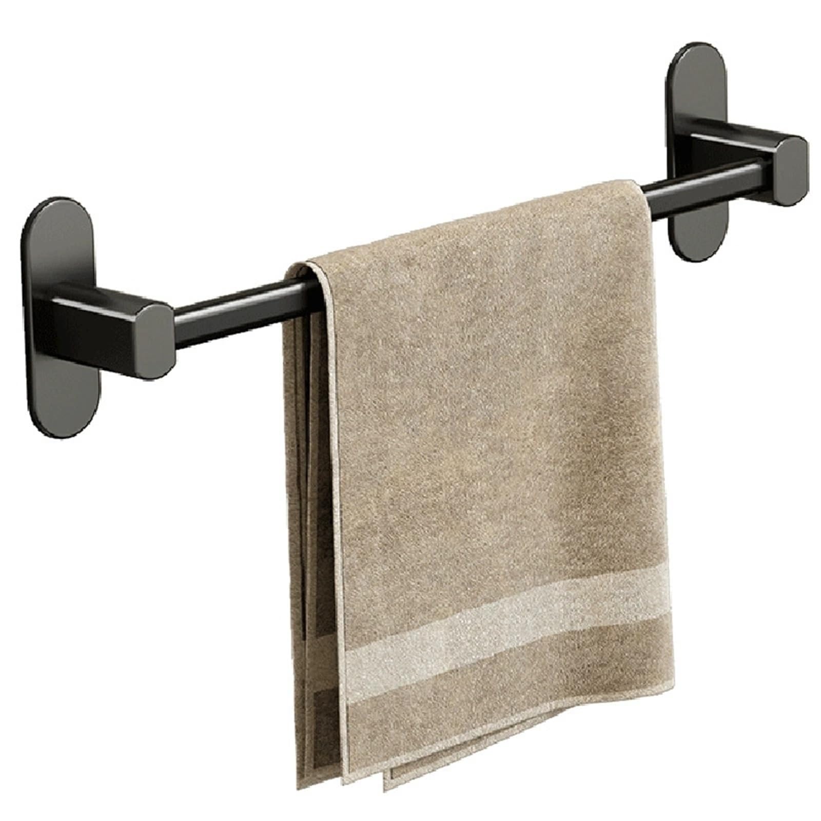 Black Towel Holder Bathroom No Drilling Rail Self-Adhesive Rails Brushed Stainless Steel Bath Rack Or Kitchen Accessory(Black,70cm)