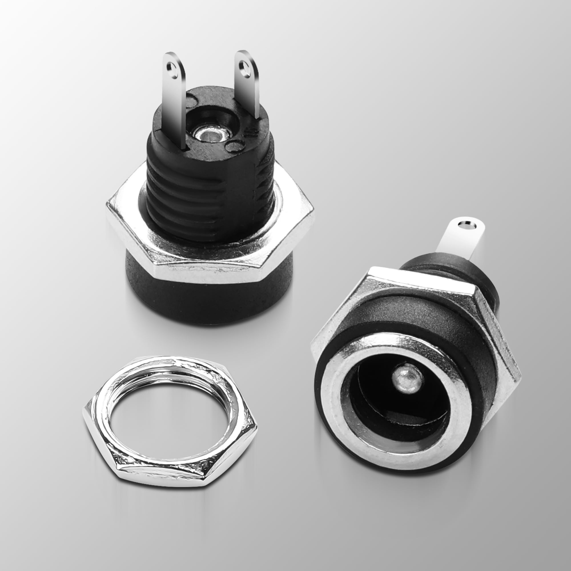 Zestaw 10 sztuk wtyków do zabudowy DC Power Jack DC 5,5 mm x 2,1 mm gniazdo z 2 pinami i przyłączem lutowanym, gniazdo do montażu na tablicy rozdzielczej