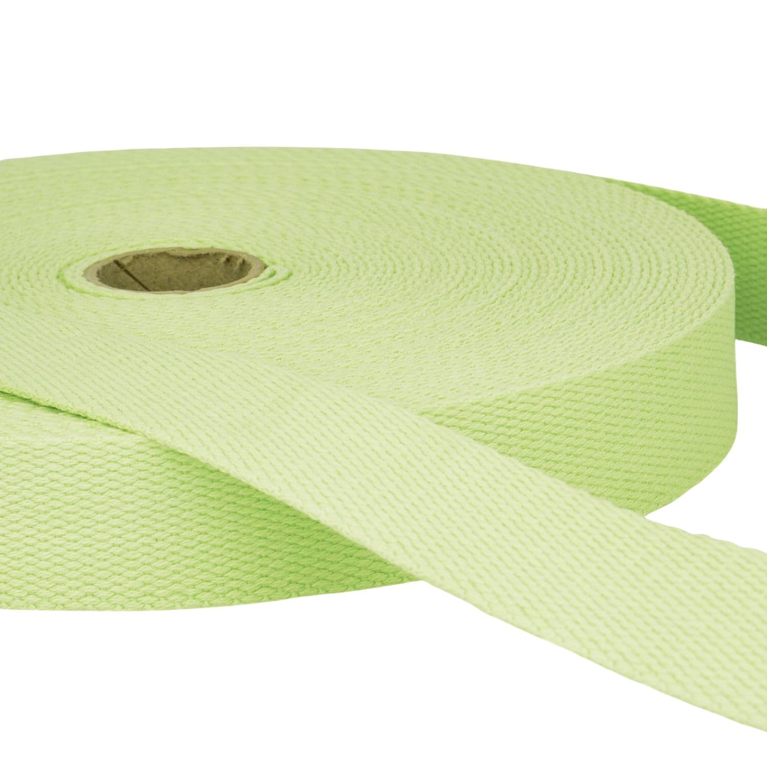 5 Metres Light Green Heavy Duty Cotton Webbing, 25mm Wide Strong Thick Firm Strap, Machine Washable 30°C, Perfect for Bag Handles, Tote Straps, Belts, Pet Leads, Repairs & Crafts by Giddy Square