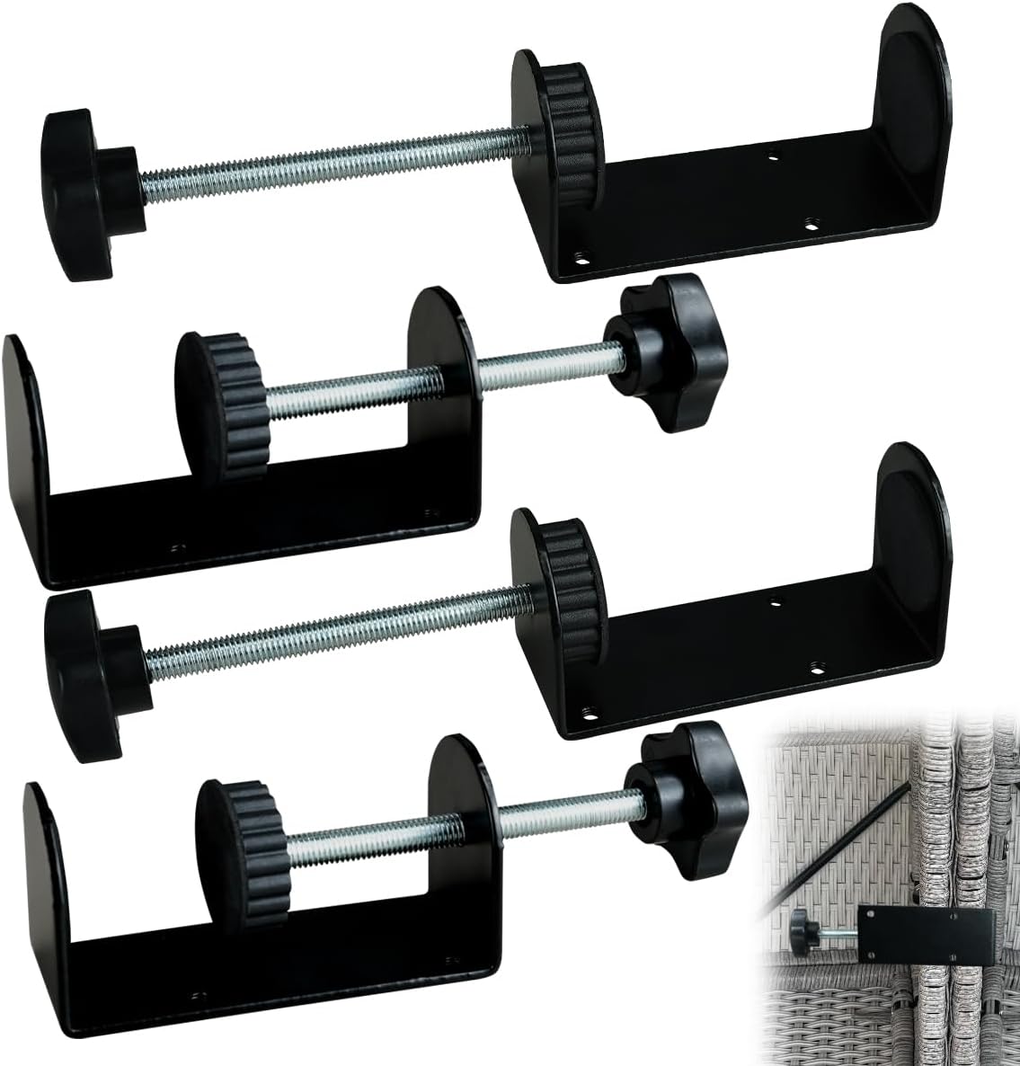 4 Sets Patio Furniture Clips, Adjustable Sectional Couch Sofa Funiture Clamps, Sectional Patio Couches Clips 3in Outdoor Wicker Furniture Clips