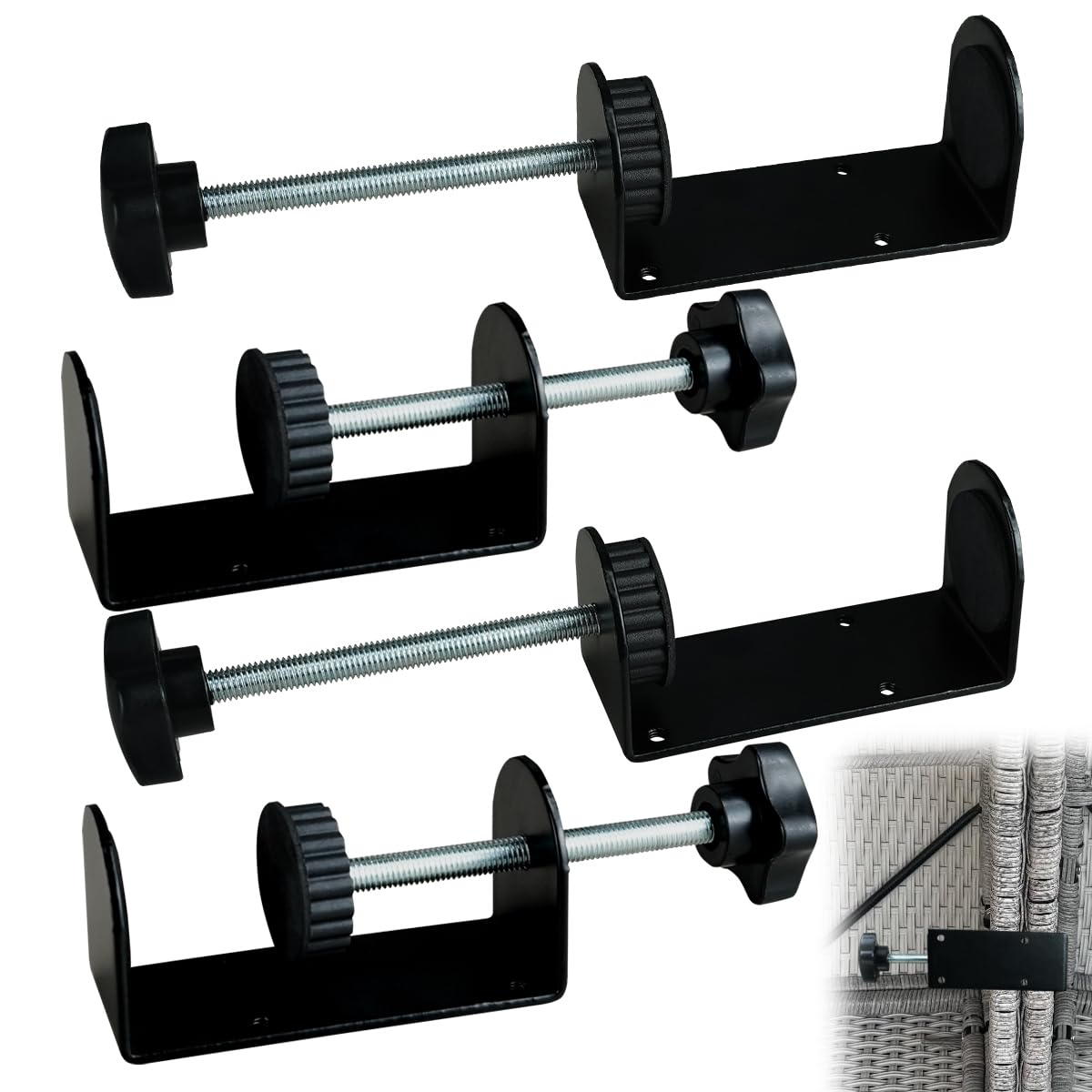 Clips de fixation réglables de 7,6 cm pour canapés sectionnels et meubles de terrasse en osier x4