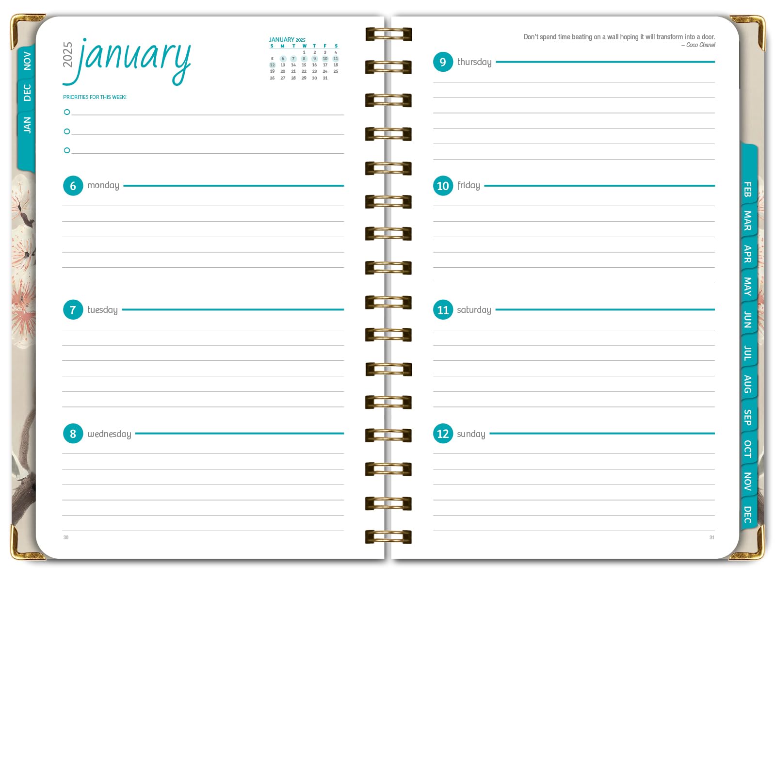 HARDCOVER 2025 Planner, 5.5"x8": 14 Months (November 2024 - December 2025), Daily Weekly Monthly Planner, Yearly Agenda, Bookmark, Pocket Folder and Sticky Note Set (Orchid)