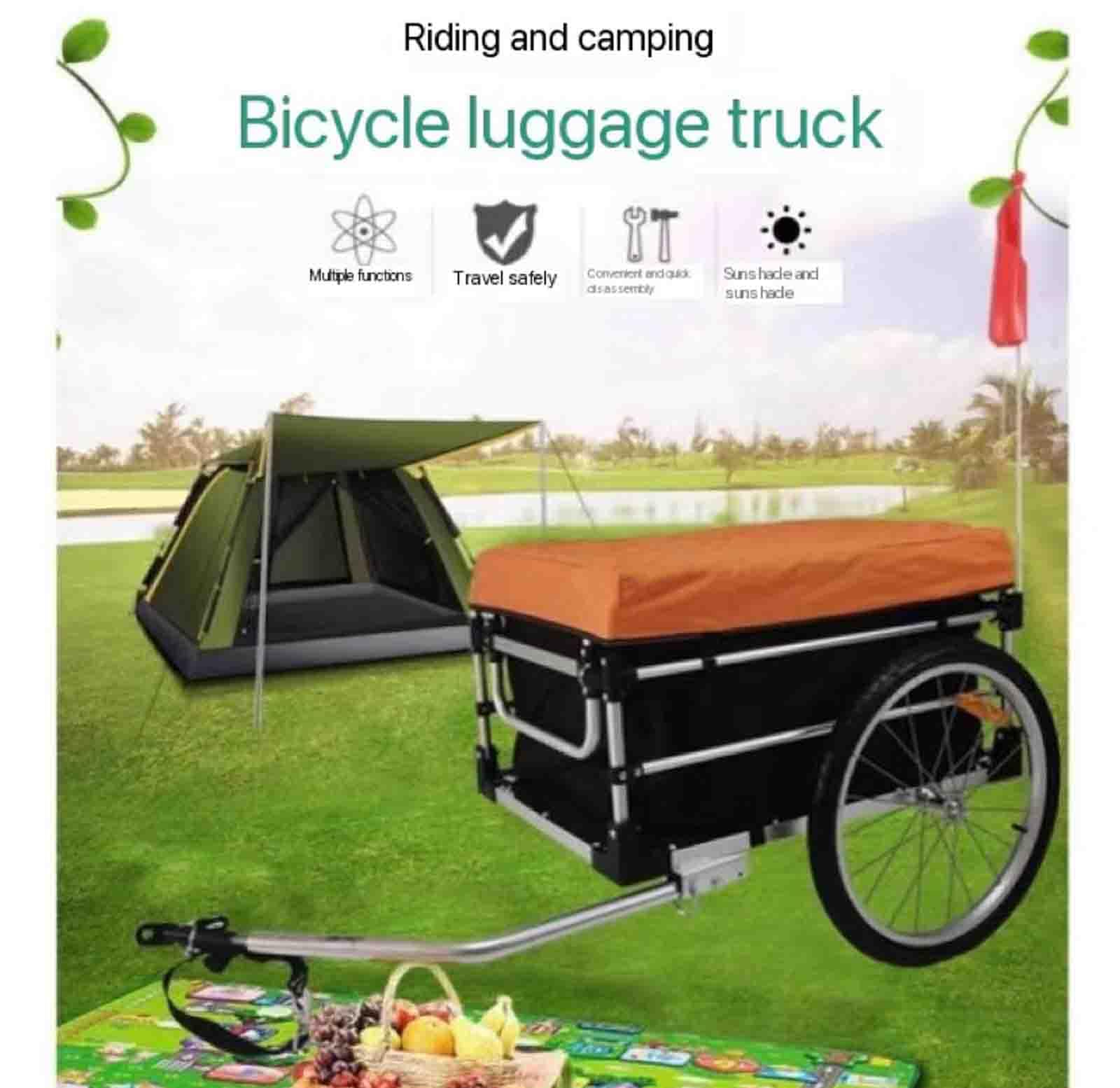 FAXIOAWA Rimorchio per Bicicletta Rimorchio Posteriore Rimorchio per carico Rimorchio per carico Carrello per Bagagli in Alluminio, con Copertura Adatta per Viaggi in Bicicletta (Rosso)
