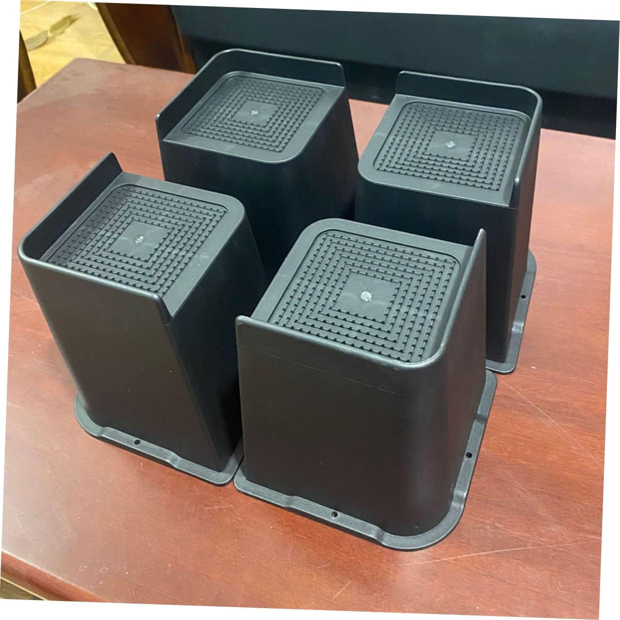 4pcs Furniture Risers Bed Couch Desk Elevators with Non-Slip Base Floor Protectors for Enhanced Storage and Stability Black Rubber Anti-Scratch Design