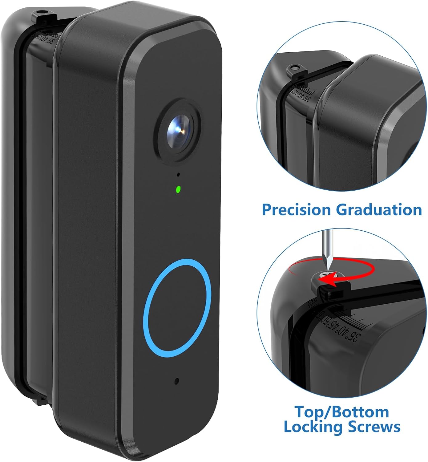 Universal Adjustable Corner Mount, 35 to 55 Degrees Angle Mount for MyQ/Eufy E340/Wyze/Tapo/Aosu Doorbell Camera, Widen Viewing Range Doorbell Kit, Left/Right Installation, Black