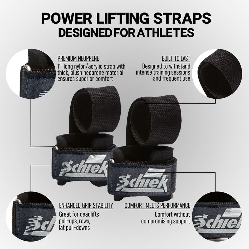 Schiek Sports Model 1000-PLS - Correas de levantamiento de potencia de lujo