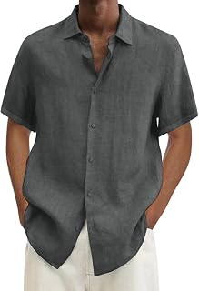 Mens Funny T Shirts Male Summer Hawaii Solid Shirt Short Sleeve Double Pocket Turn Down Collar Button Shirt Mens Shirts with Long Sleeves