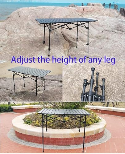 Itta Top Aluminum Folding Camping Table Lightweight Outdoor Roll Up Camping Picnic Bbq Desk Laptop Banquet Table With Storage Bag- Adjustable The Height Of Any Leg #TOP3