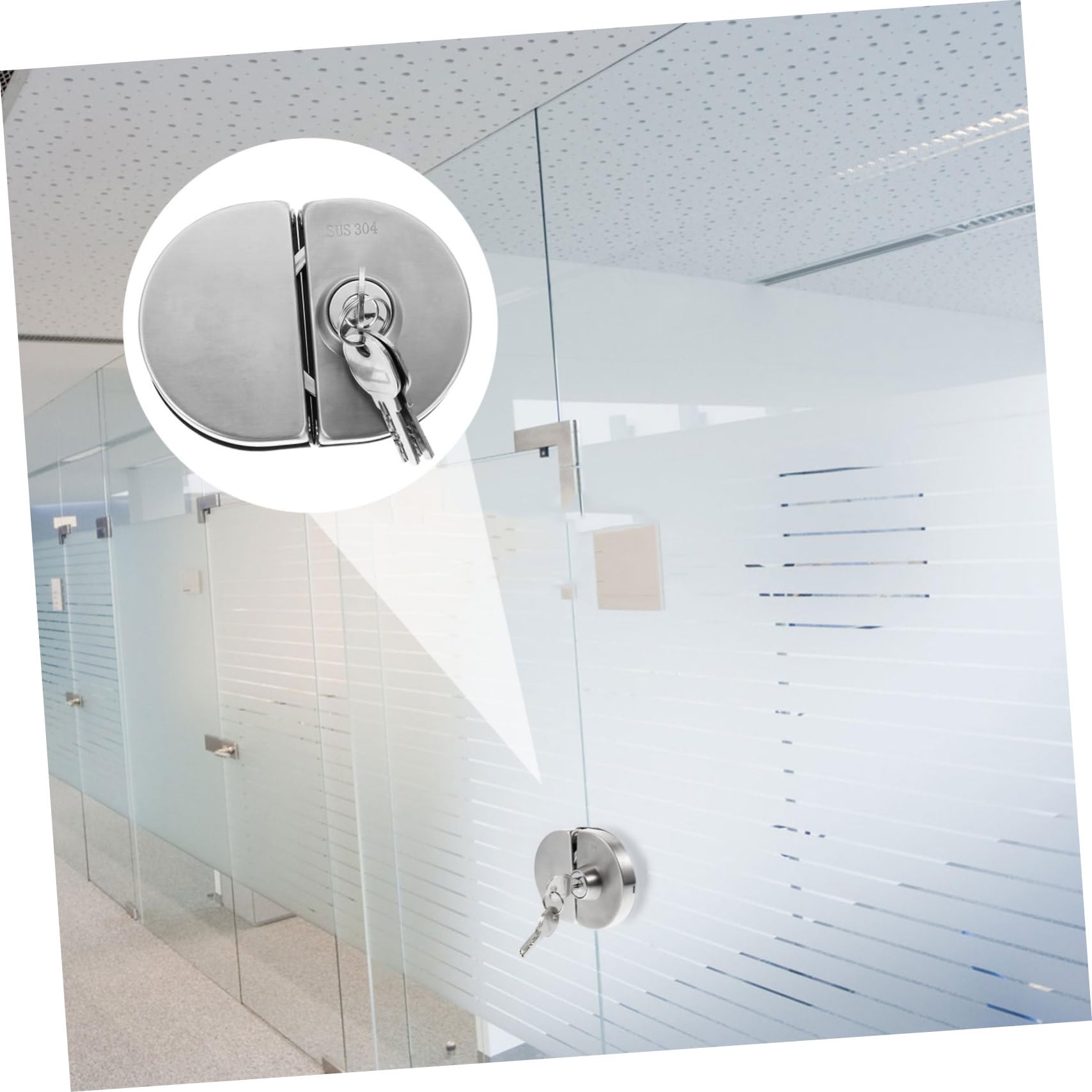 DOITOOL Serrure de Porte Vitrée Robuste en Acier Inoxydable Argenté avec Double Pêne pour Porte Double Battante, Sécurité Renforcée et Performance Fiable pour Maison Familiale