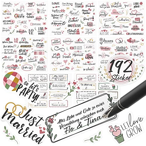 WEIDEBACH® Adorable Stickers Wedding in German Language, 192 Stickers Love