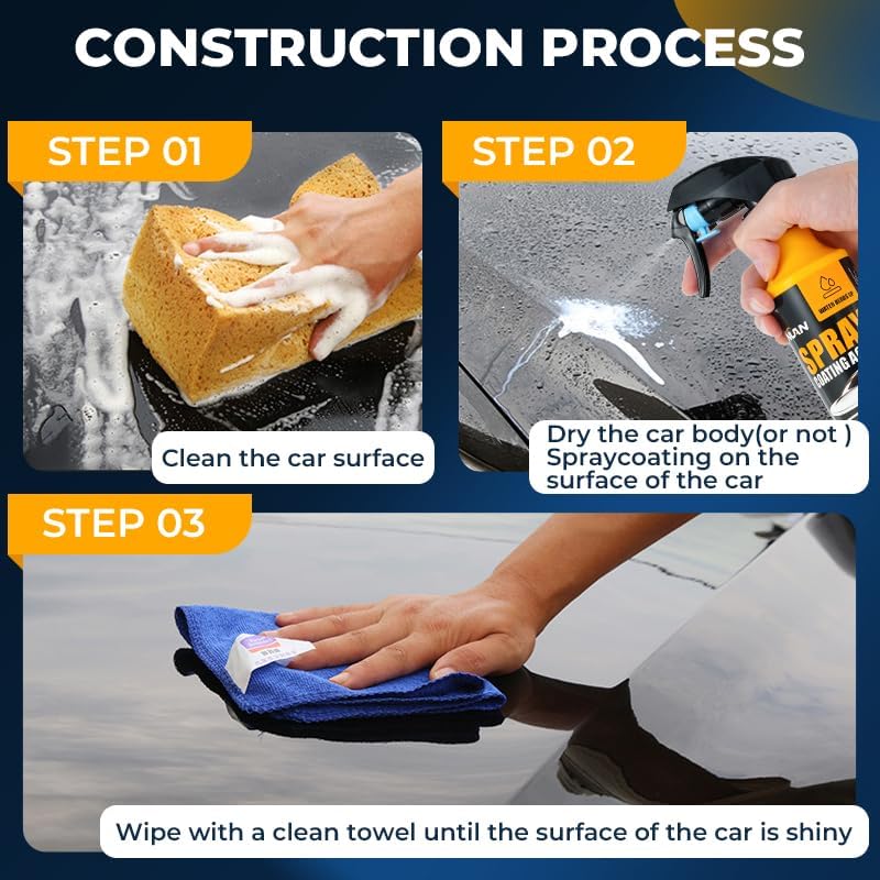 NUAN 2-Pack Nano Hydrophobic Ceramic Coating, 300ml Car Coating Spray Kit,Easy-to-Spray Auto Paint Protection, Includes Microfiber Cloth for Vehicle Shine & Protection - Image 4