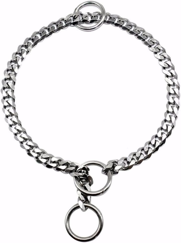 1pcs 3mm Diameter Dog Choke Chain Choker Collar Strong Silver Gold Chrome Steel Metal Training 45cm Length,Silver,50cm