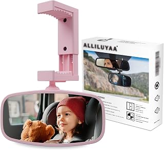 360-Degree Baby Car Mirror for Rear-Facing Seats,Kids Safety Mirrors with Tool-Free Installation,Kids Rear View Mirror BPA-Free Shatterproof & ASTM Certified (Adjustable 14"-22") (PINK)