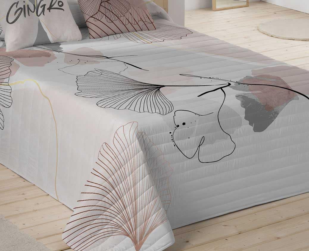 NATURALS Colcha Bouti Cama 90, 100% Algodón, Colcha con un Ligero Relleno, 180x260 cm, GINGKA