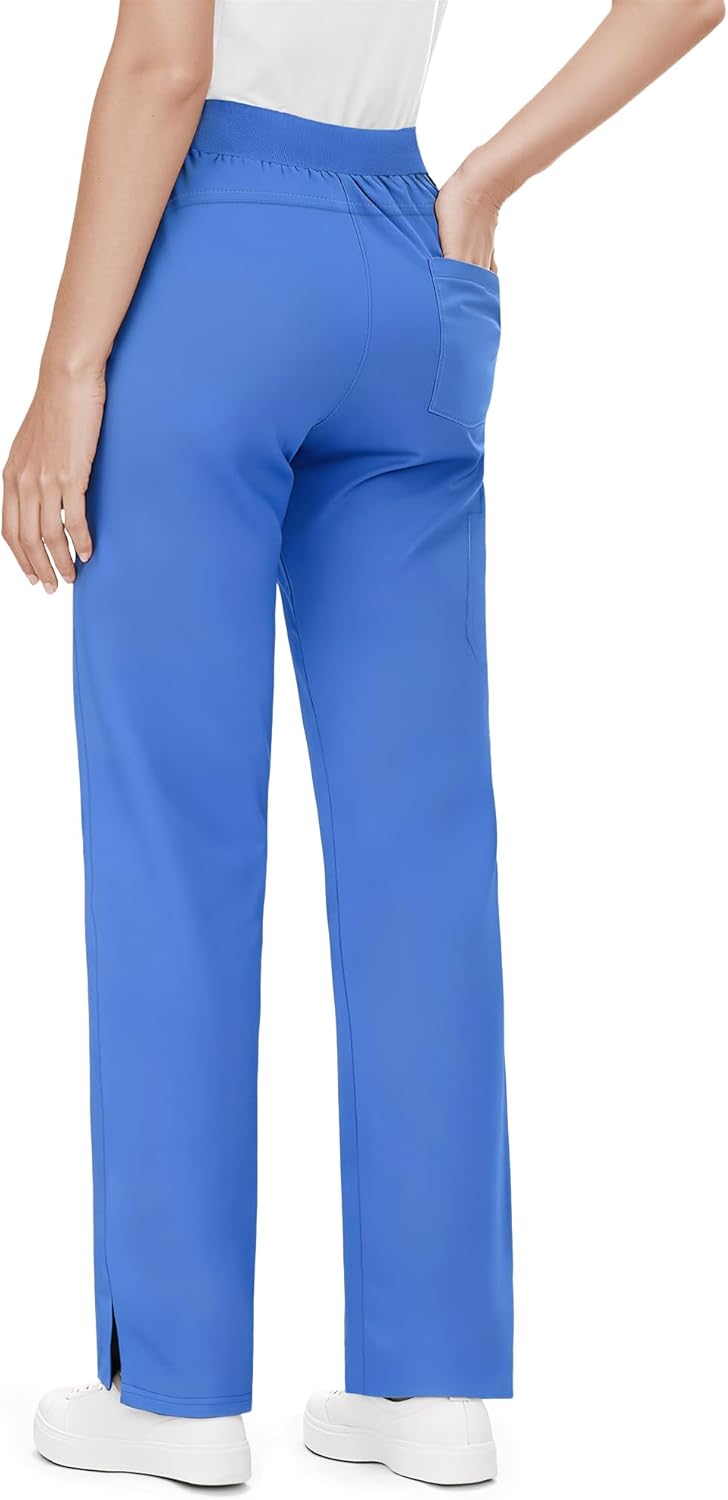 Scrub Pants for Women - Straight Leg Medical Scrub Pants with 6 Pockets - Drawstring Soft Stretch Women Scrub Pant - Image 8