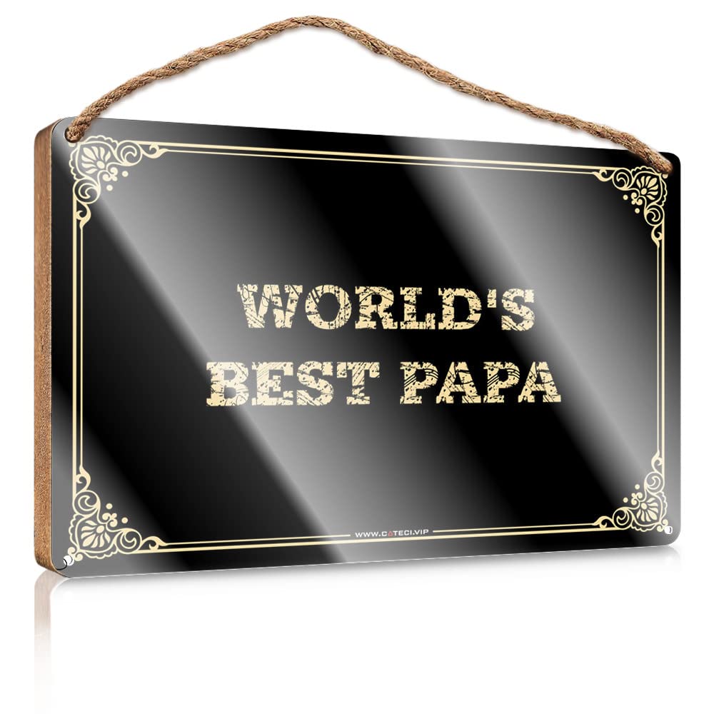 MAHQPZXSF Plaque Sign World'S Best Papa Wooden Sign Funny House Signs Outdoor Patio Decor(20X30CM)