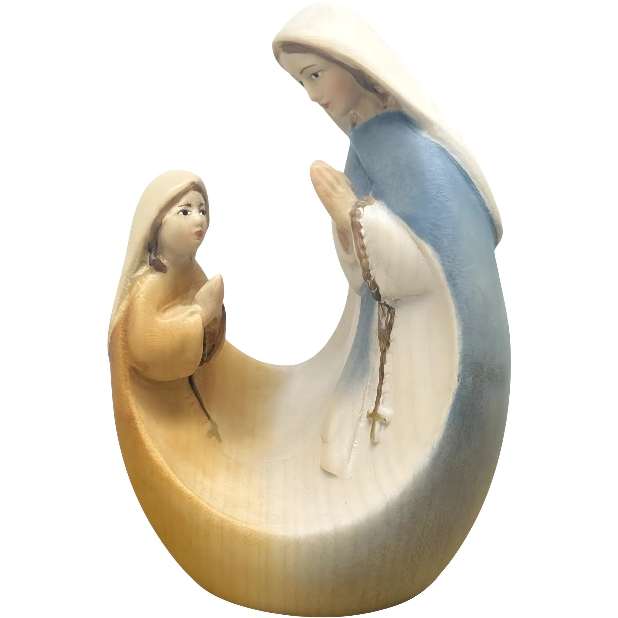 Vierge avec Bernadette en bois de la vallée Gardena idée cadeau crèche baptême