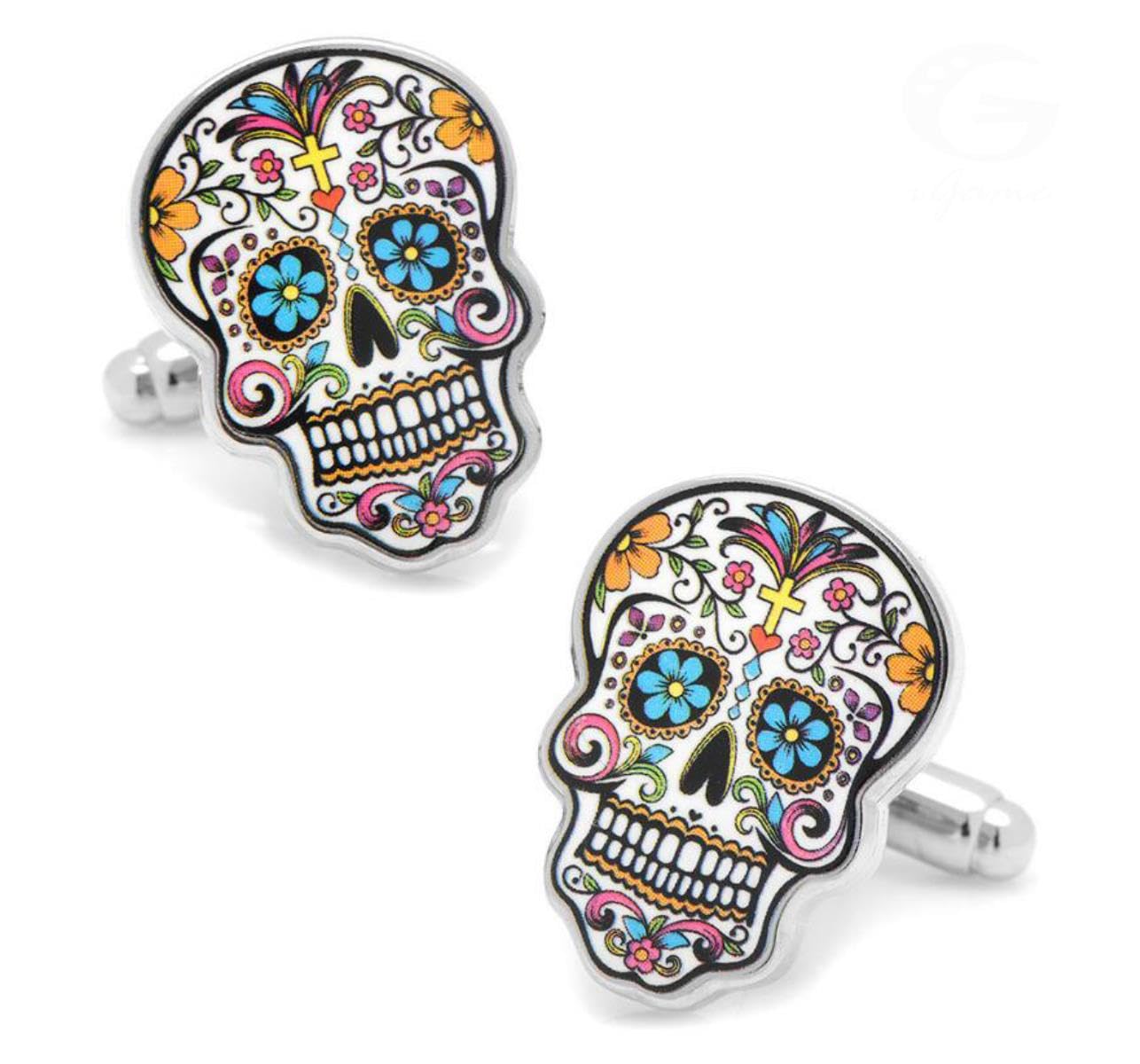 YAHOYA Gemelos de calavera para hombres Material de latón de calidad Muti-color Día de los puños muertos Enlaces