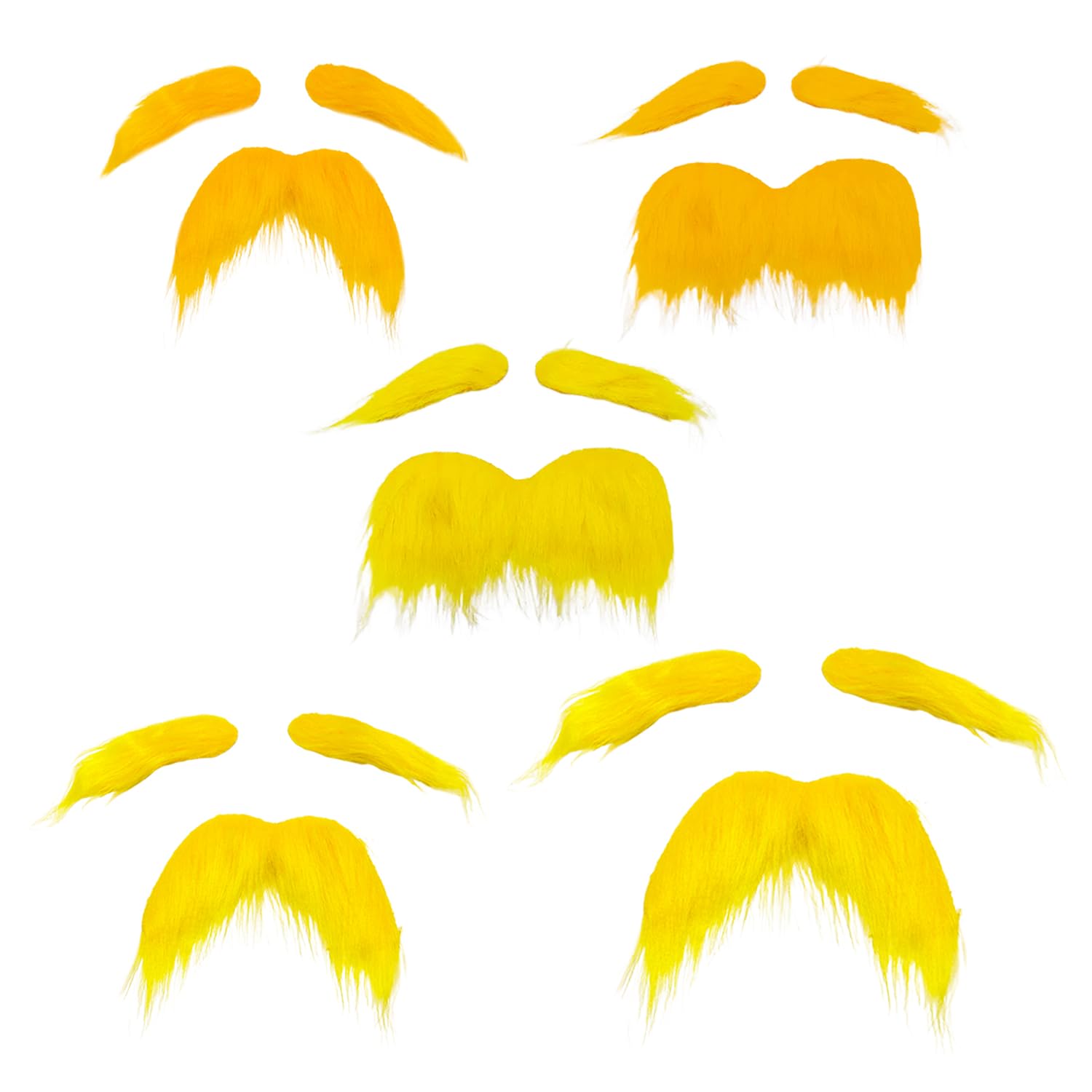 Eowvisn Yellow 5 Sets Of Various -Haired Beards, Self-Adhesive And Non-Irritating, Makeup Party Props, Suitable For Role-Playing.