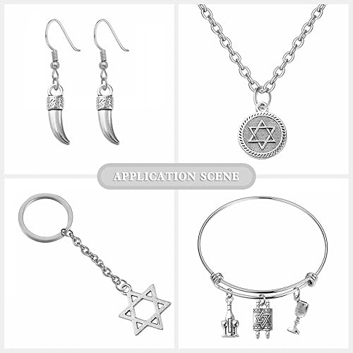 Miniatura 6 de KitBeads 100 piezas de 10 estilos de dijes judíos tibetanos de la mano judía de Fátima, dijes de religión de San Judas de la estrella de David judía
