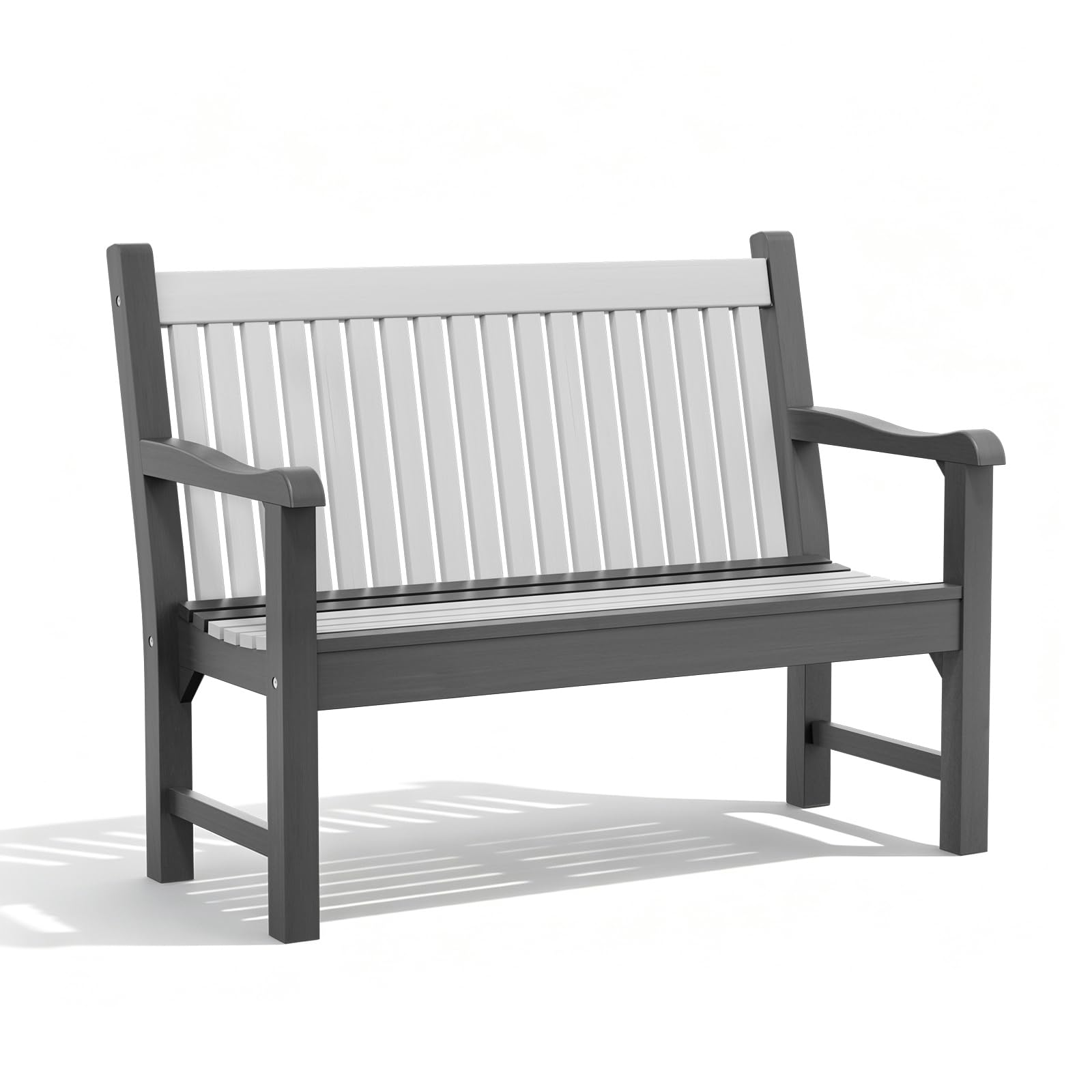 Psilvam 2-Person Outdoor Bench with 700 Lbs Weight Capacity, Dark Grey