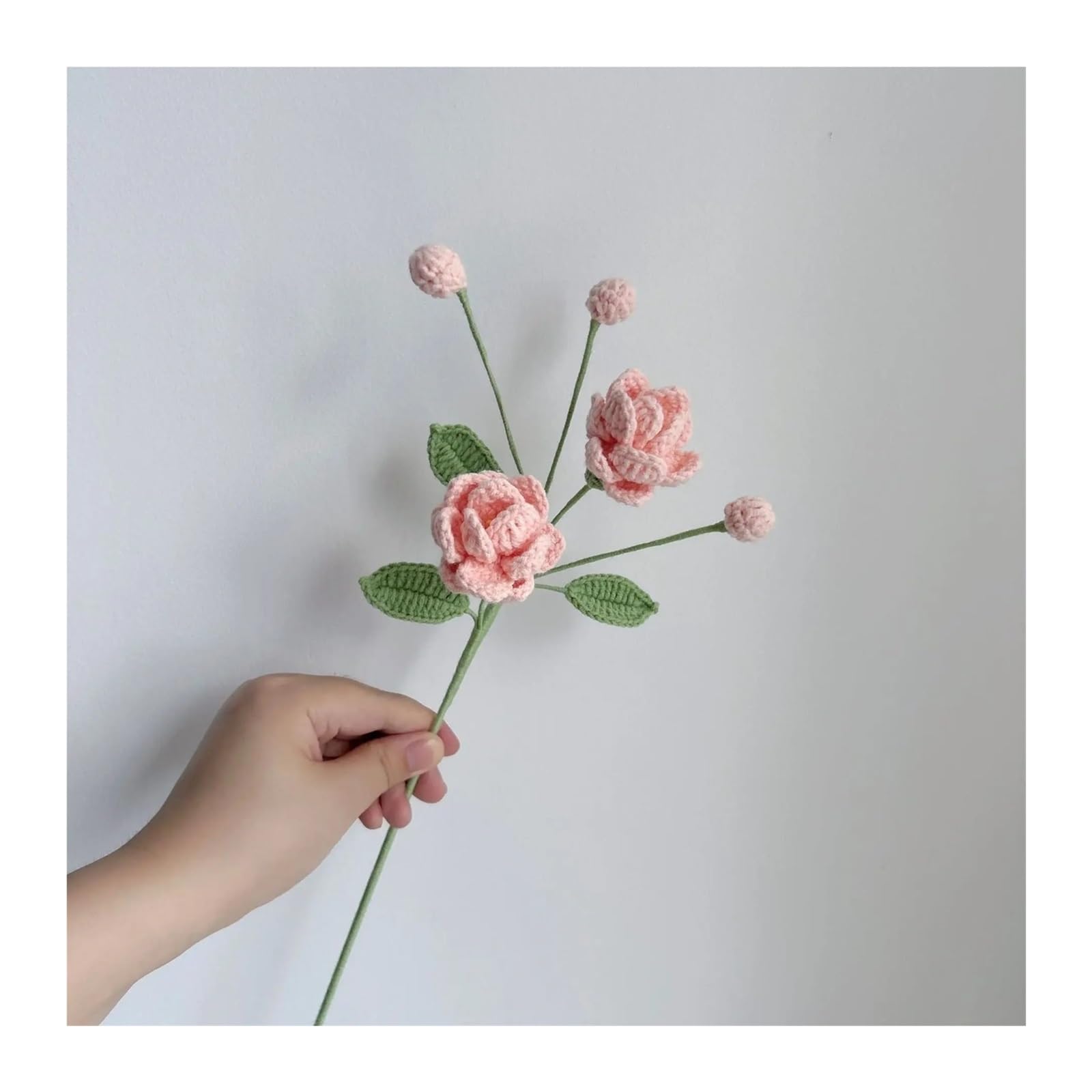 PawUniscript 2pcs Handcrafted Jasmine Crochet Flowers Bouquet | Creative Fake Floral Arrangement For Weddings & Home Decor(COLOR6)