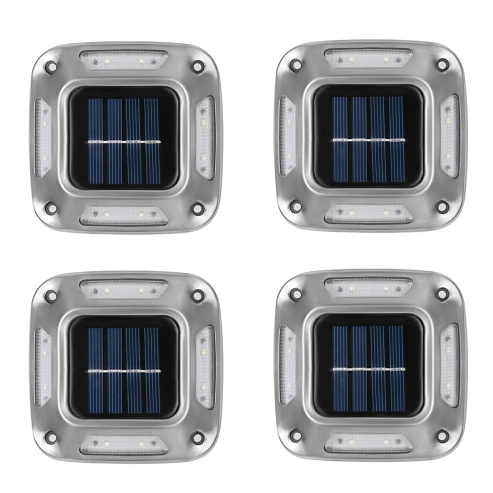 qimoi 4pcs 8 LEDs Solar Ground Light Solar Light Warm Light Solar Garden Lamp Outdoor Courtyard Driveway Marker Light