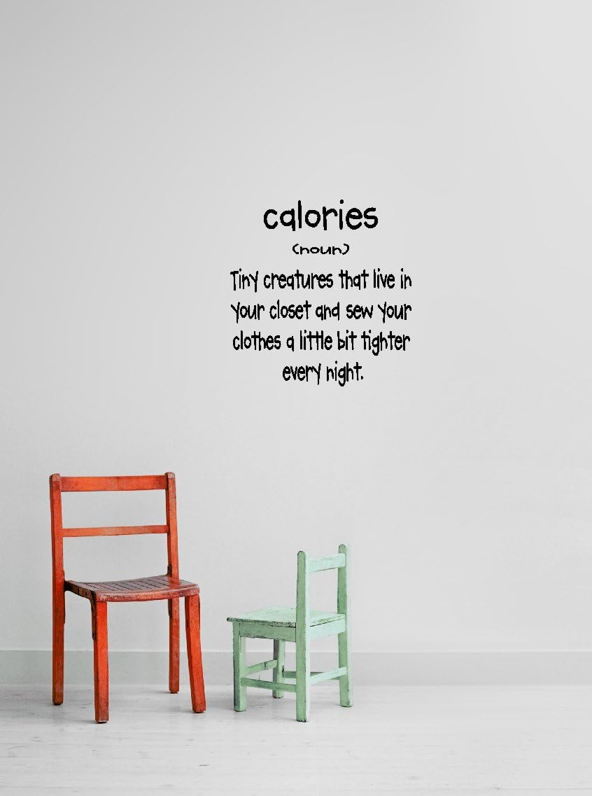 Design with Vinyl Black - Star 1147 Calories Tiny Creatures That Live In Closets and Sew Your Clothes a Tighter Every Night Wall Decal, 21-Inch x 20-Inch, Black