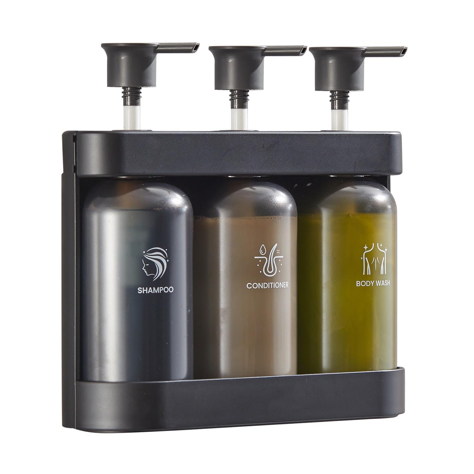 Distributeur de shampoing mural 3 chambres sans perçage pour salle de bain