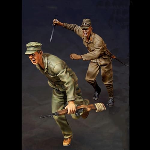 Kit de soldado japonés modelo de resina soldado 1/35 de la Segunda Guerra Mundial (2 personas), sin montar y sin pintar, Ja-7955