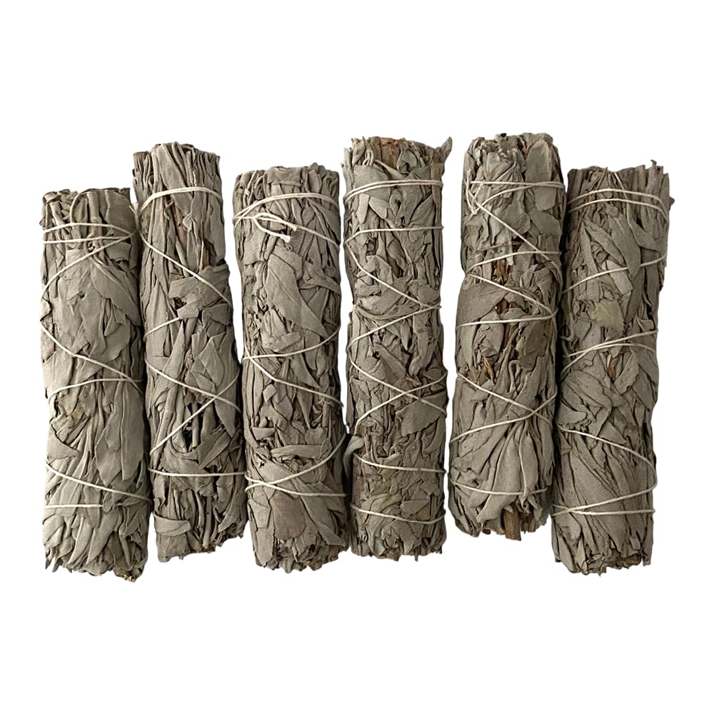White Sage 6-inch Smudge Stick, Pack of 6