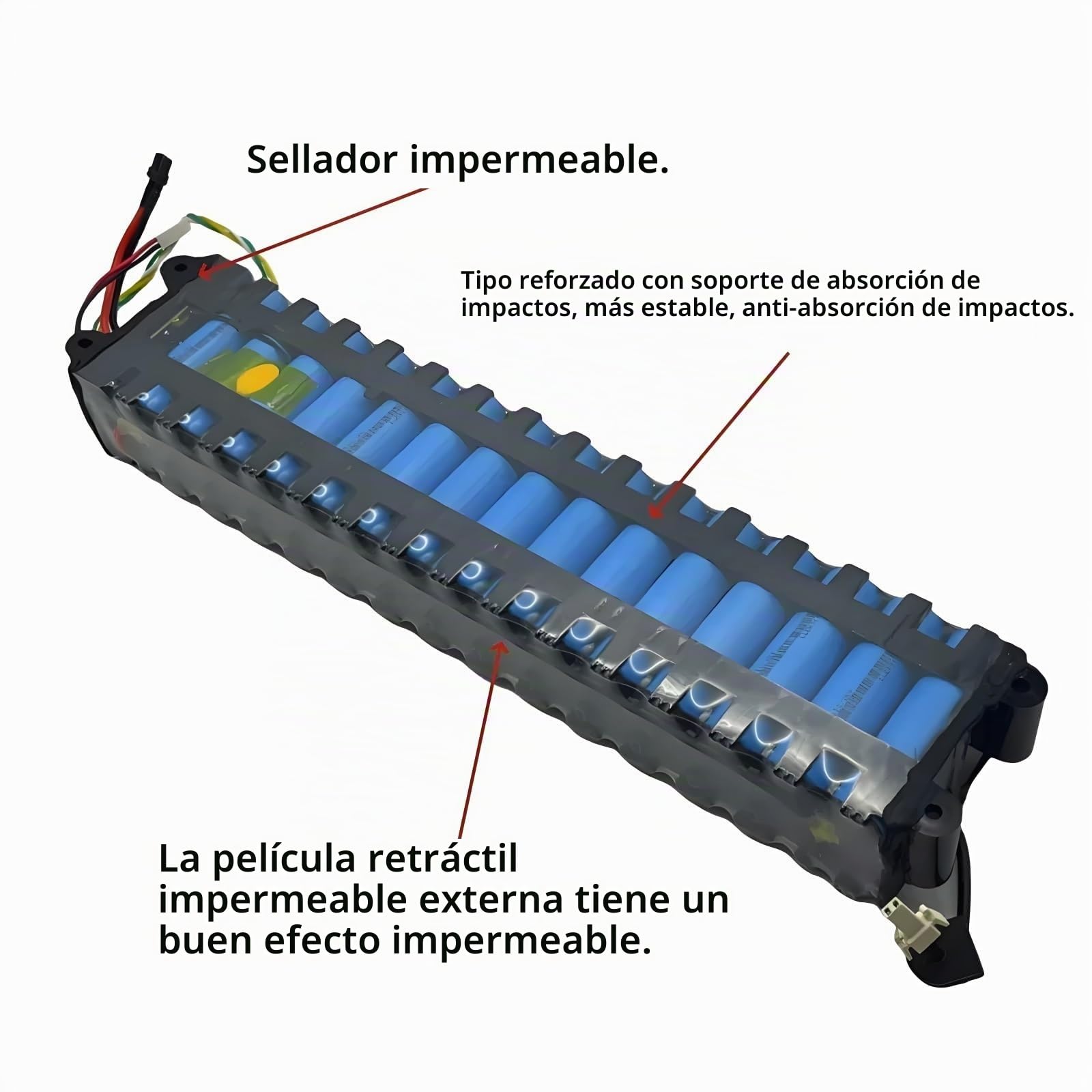 Pack de Batería de Iones de Litio 10S3P 36V 7800mAh con Interfaz de Comunicación de Celdas para Xiaomi M365 Patinete Eléctrico 335×70×40mm Azul