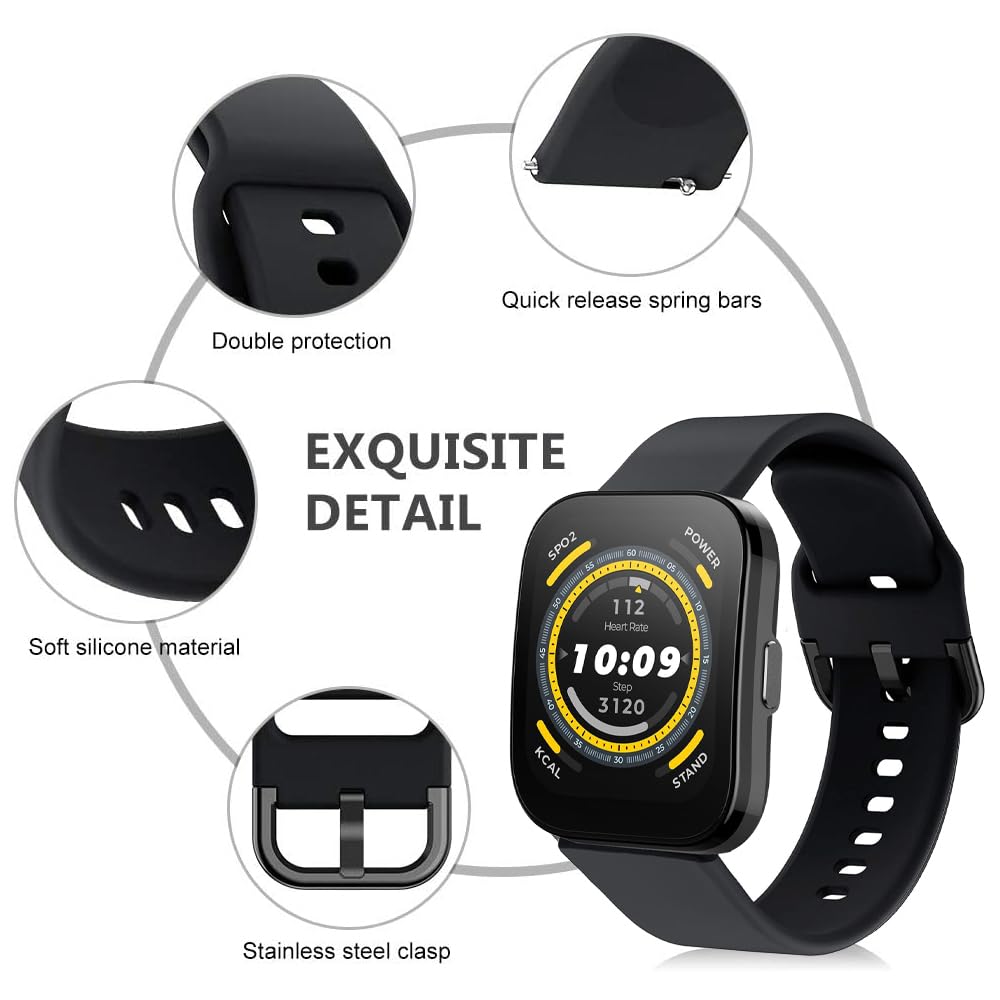 ViCRiOR Bands Compatible with Amazfit Bip 5/GTR 4/ GTR 3 Pro/GTR 3/GTR 2/GTR 2e/GTR 47mm, 3 Pack 22mm Soft Silicone Replacement Strap Watch Band for Amazfit Cheetah Pro/Balance