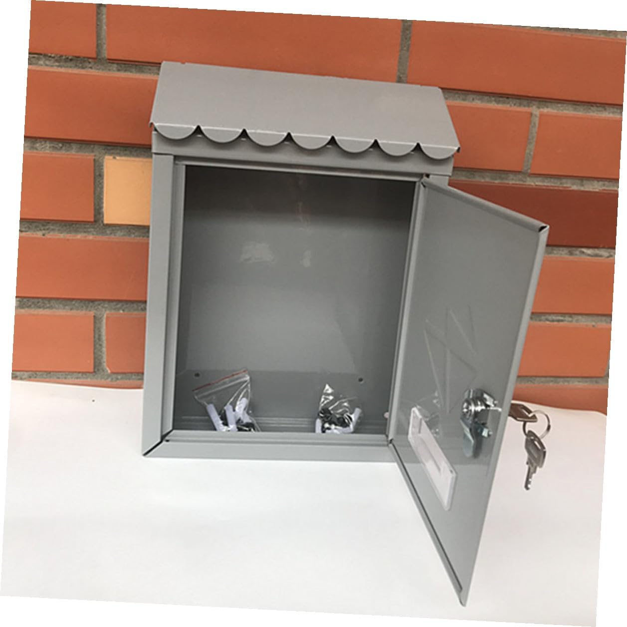 Kisangel Rustic Wall Mount Mailbox with Lock Weatherproof Tinplate Post Box for Home Outdoor Letter and Newspaper Holder Space-Saving Vintage Style Mailbox for Villa Easy Installation and