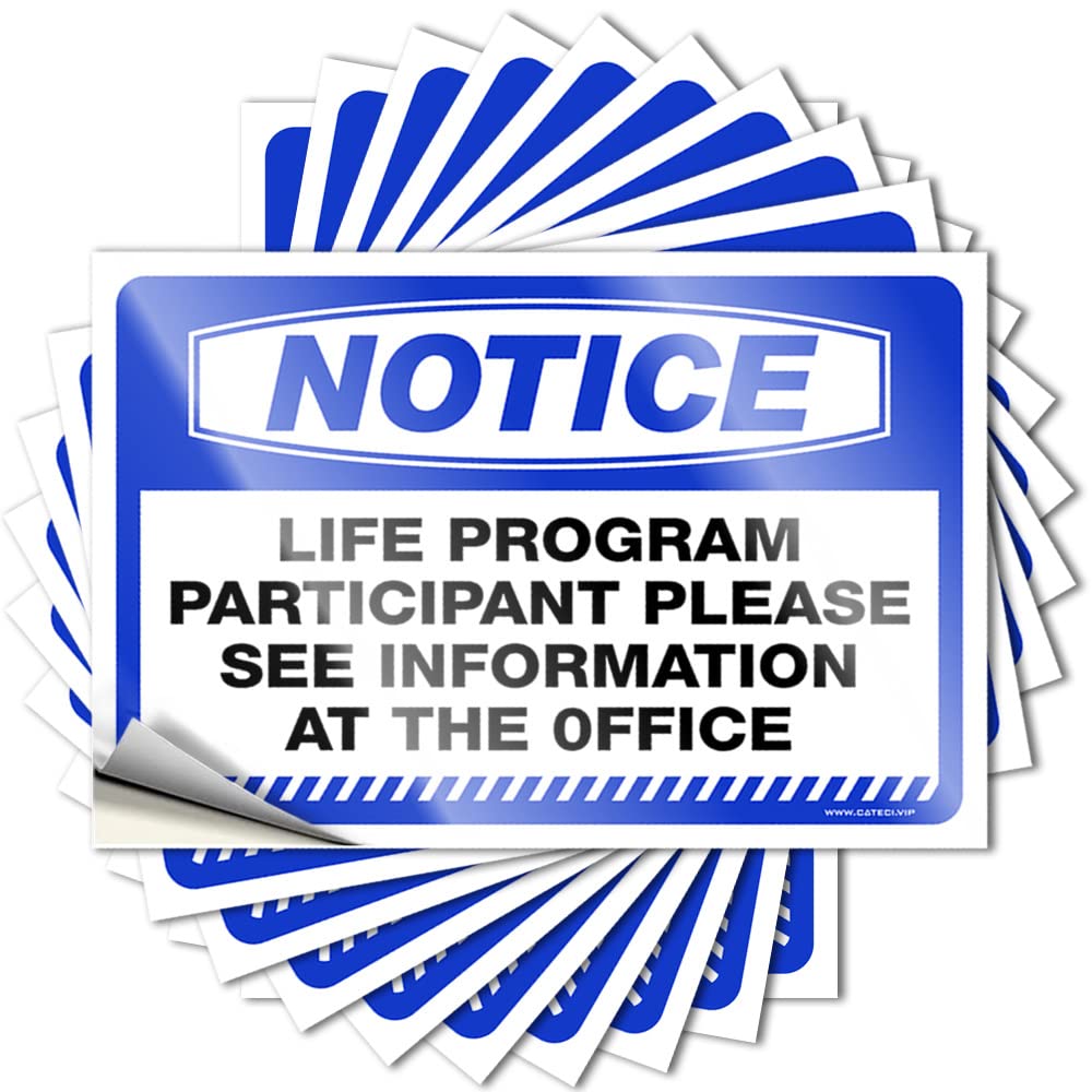 Funny Sticker Notice Life Program Participant Please Stickers 10 Pcs Car Stickers for Men Toolbox Stickers and Decals(12X18CM)