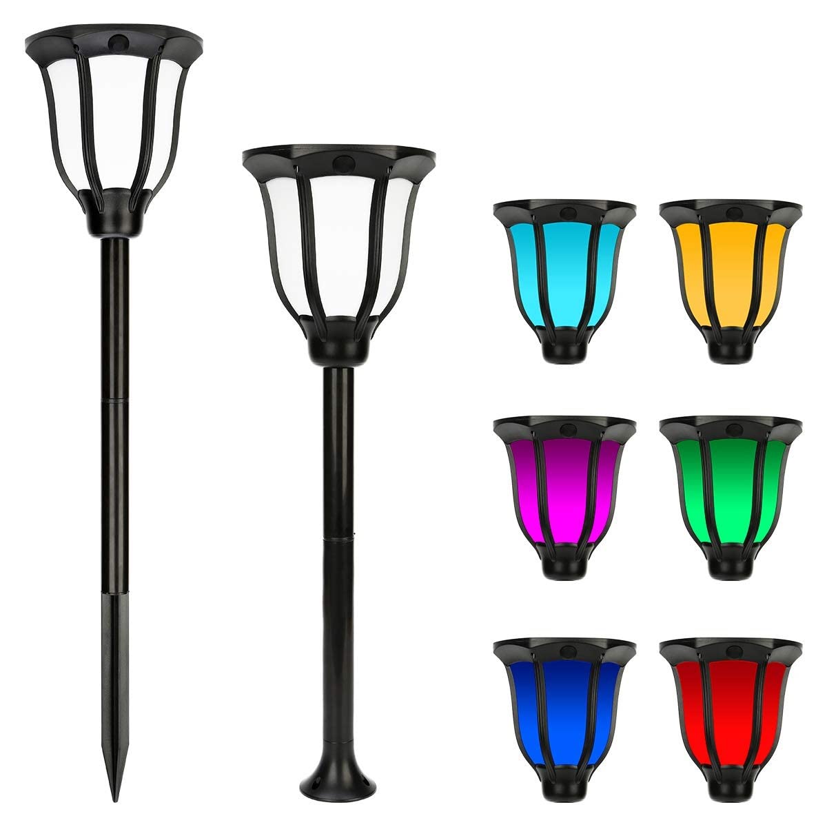 Solar Lights Outdoor Waterproof Dancing Fire/RGB Mashaal Flame Torch Lights LED Lantern Landscape Decoration Lighting Security Torches for Garden (FlamLight_3)