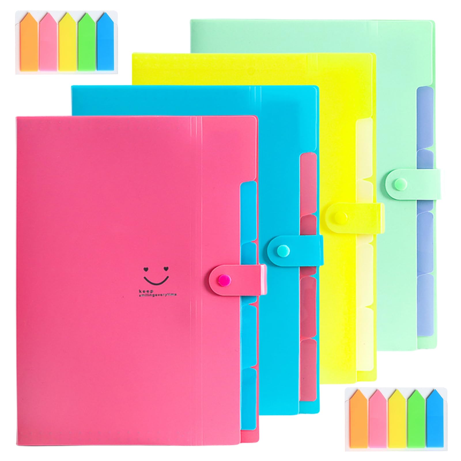 SporgoPack of 4 A4 Expanding Folders: Folder with 5 Compartments, Expandable Document Folder A4 with Labels, Large Capacity Organiser Folder Document Organiser for Home, Office, School