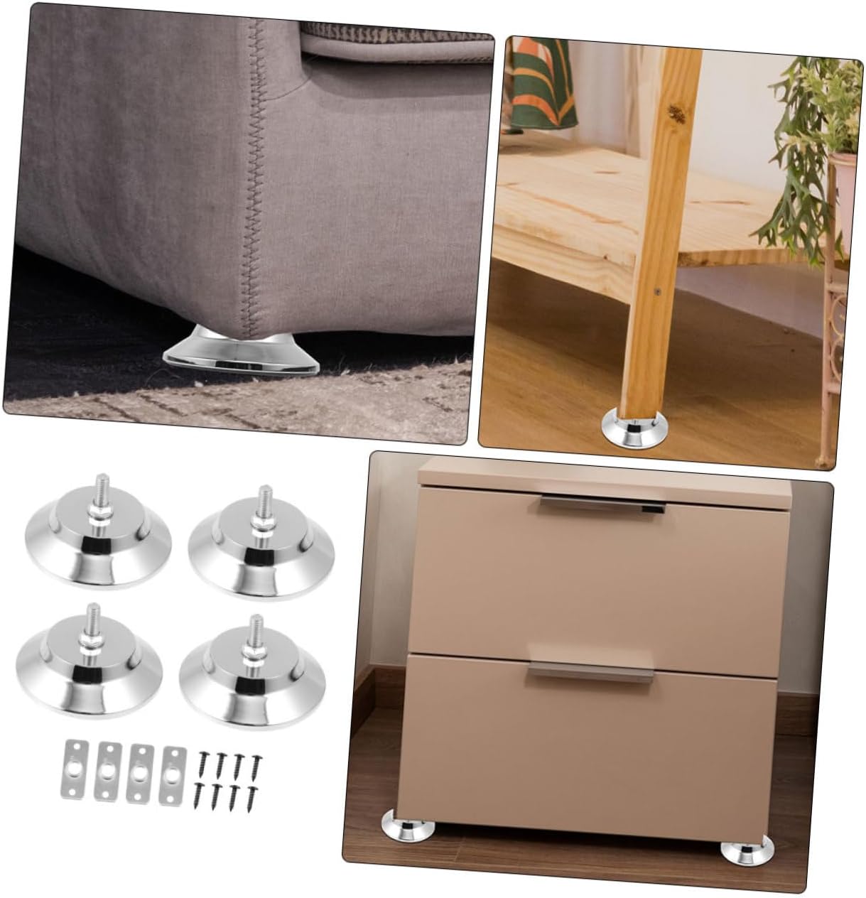 1Set Pool Table Leg Pad Slip Cushions for Stability Quick Installation with Screws for Billiard Tables and Foosball Games for Home and Office