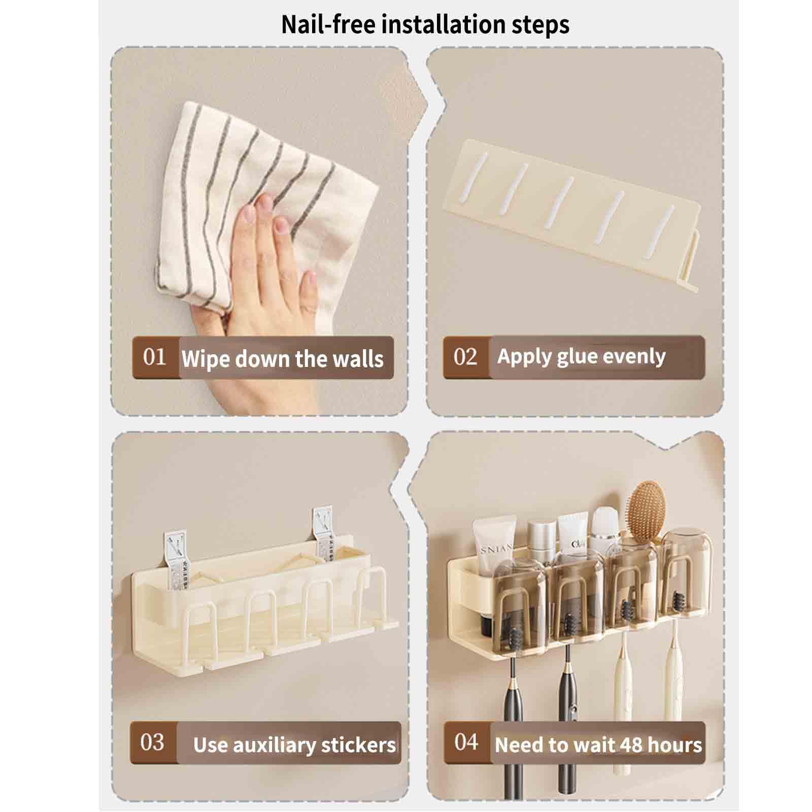 Dispensador Pasta Dientes Dispensador De Pasta De Dientes Organizador Baño Porta Cepillo Viaje Portacepillos De Dientes Pared Toothbrush Holder Adhesivo Montado En La Pared (White,14x7.5x8cm)