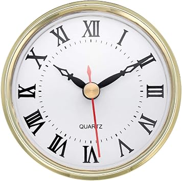 ShoppeWatch Clock Insert 80mm 3 1/8 inch Roman Numerals Quartz Movement Clock Fit Up Round Gold Rim CK089GD