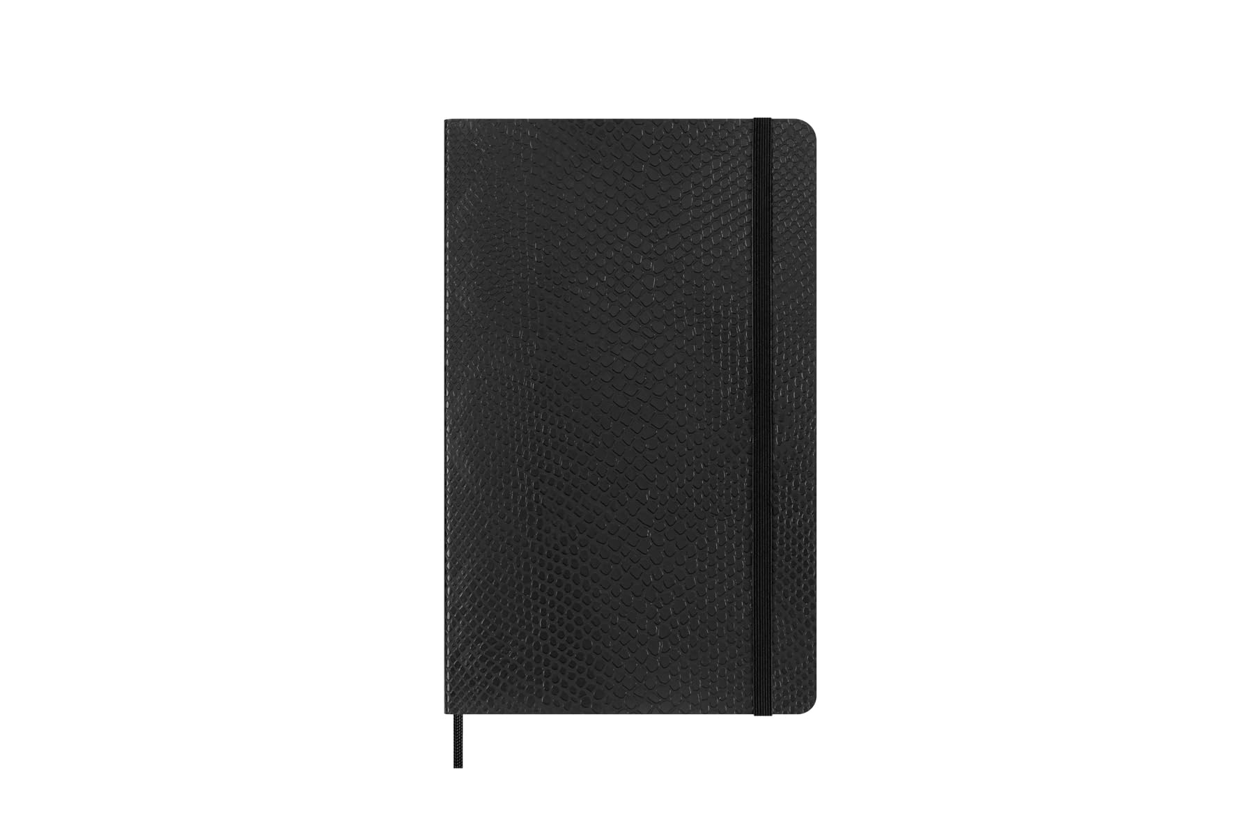 Moleskine Precious & Ethical Notizbuch, mit einer Geschenkbox, veganen Einband mit Python-Effekt, Klettverschluss, Großformat 13 x 21 cm, Farbe Schwarz