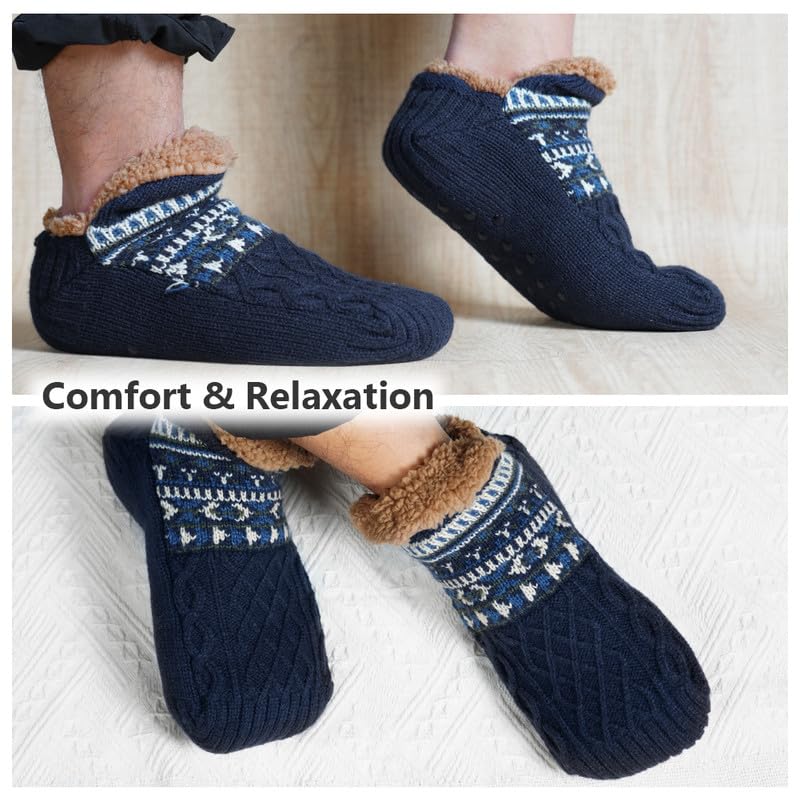 flintronic 1 Paia Calzini a Pantofola per Donna e Uomo, Morbidi e Caldi, Comodi, Caldi Calzini Foderati in Lana, Antiscivolo per Interni