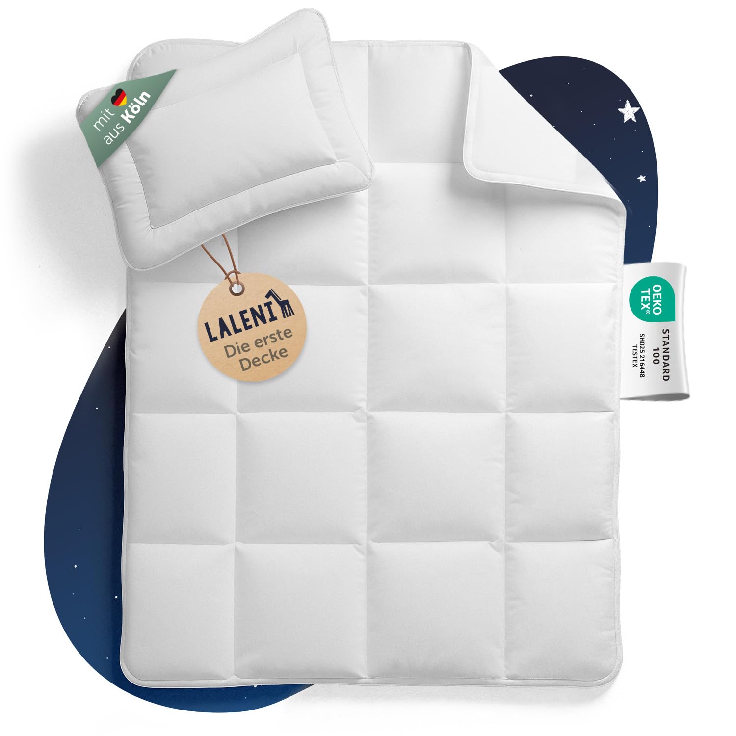 Laleni Baby Bettdecke und Kissen Set - Kinderbettdecke 100x135 cm + Babykissen 40x60 cm - OEKO-TEX zertifiziertes Baby Decke und Kissen Set - waschbare Kinderdecke 100x135 - Kinder Bettdecken Set Weiß